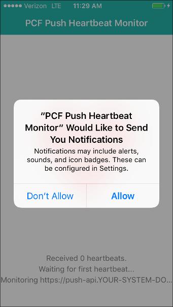 The screen updates with a new heartbeat count every minute as it receives pushes from your environment.