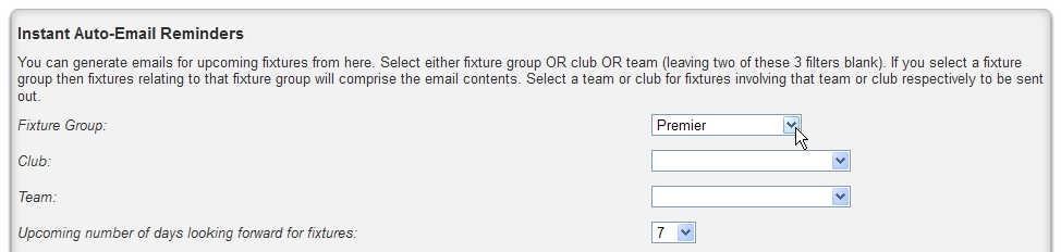 4.11 How to Send Out Instant Auto-Email Notifications The functionality to trigger automated email reminders includes an option to send out reminders instantly, to cater for clubs, teams and match