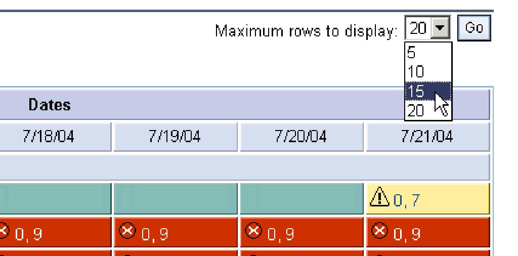 Figure 13. Select the maximum number of rows to display.