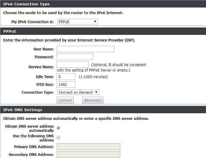 Section 3 - Configuration PPPoE My IPv6 Connection Is: Select PPPoE from the drop-down menu. User Name: Enter your PPPoE user name.
