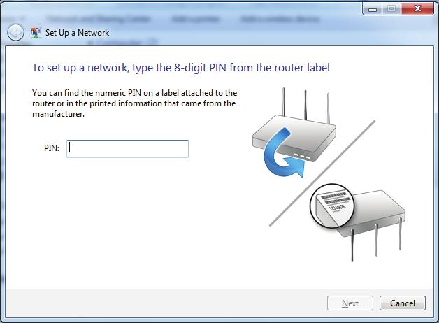 Input the WPS PIN number (on the Router label) or