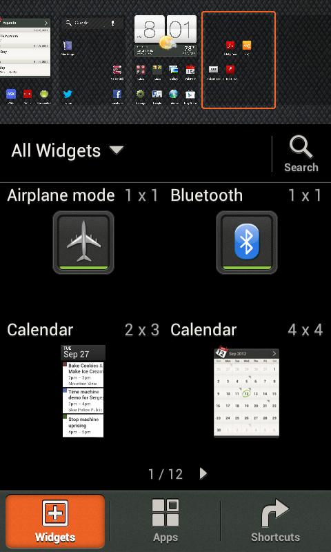 Chapter 2: Android Device Basics 23 Figure 2-17: Add Widget Screen in ICS To Add a Widget Using Android OS v2.x Tap and hold on the Home screen. Tap Widgets. Tap the desired widget.
