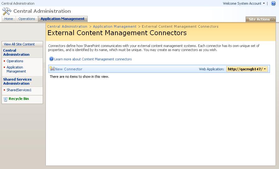 Configuring a Connector 3. Under the ApplicationXtender category, click the External Content Management Connectors link.