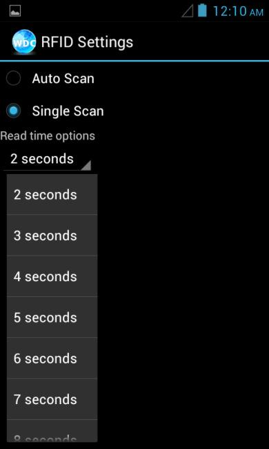 Select the Trigger Settings to adjust the scan mode and read time options 2.