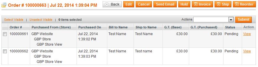 5.1.1 Multishipping Tab By clicking the Related Multishipping Orders from the left side menu (when a customer used multishipping), you will be able to see all other orders that are in the same