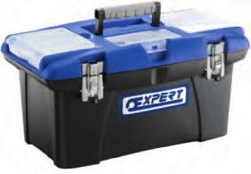 E194738 450 250 230 4 1 3258951947388 0,00 E010201 535 250 230 5,20 1 3258950102016 0,00 PLASTIC TOOLBOX 410MM AND 490 MM - Lid fi tted with 1 fixed and 2 removable transparent storage compartments.