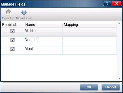 The following image shows the Manage & Map Fields dialog box accessed from the Data Injection sidebar during the test run.