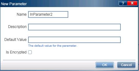 The following image shows the New Parameter dialog box. To access Important information In the "Insert Parameter Dialog Box" on page 84, click New.