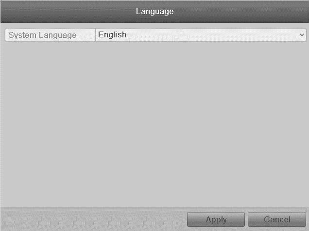 Select the system language from the drop-down menu, and then click