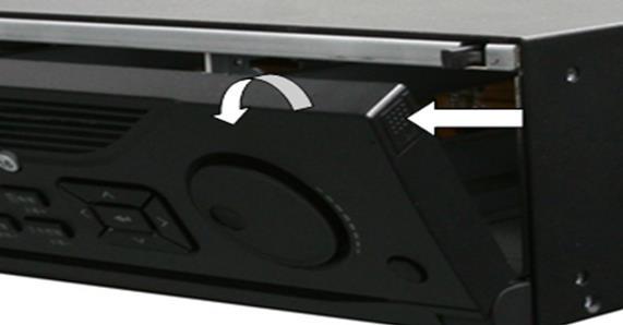 4. Squeeze the hard disk mounting handles inward, and then