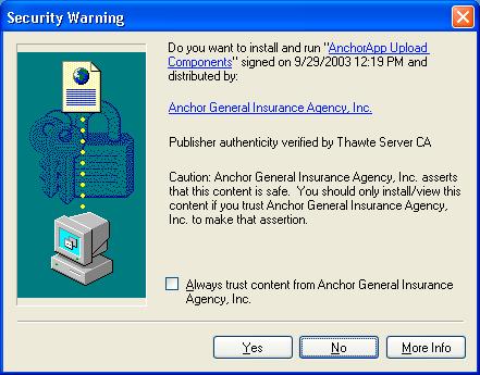 Client Option continued: 3. During this time, you may receive one or more security warnings.
