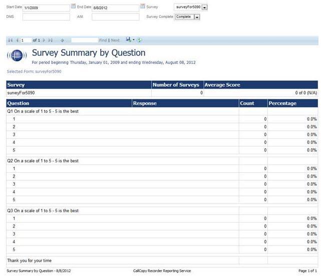Survey Summary by Question Report The Survey Summary by Question report provides a count of each given response to each of the questions in a survey form.