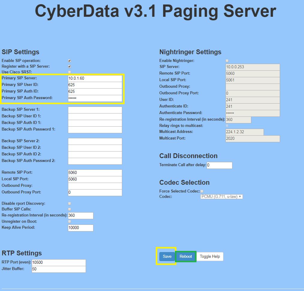 13 Configure the CyberData Device With the extensions created the final step is to register the CyberData device with the PBX. To configure the CyberData device please use the following steps. 1.