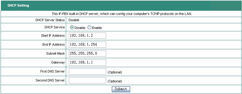 8.1.4 DHCP Server The embedded IP-PBX DHCP server in NAT will automatically assign IP address to the network devices.
