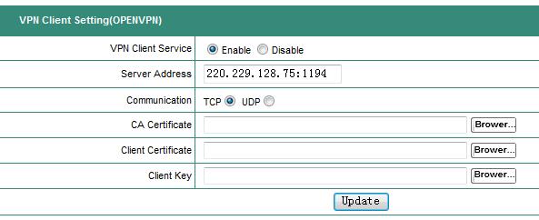 VPN Client Configuration for OPENVPN OpenVPN is used when the IP-PBX register as a VPN client to a remote VPN server.