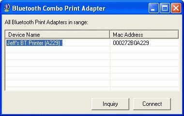 In this example, the adapter has a default device name BT-PTR- B0A229 While digits B0A229 are the last 6 digits of Mac address.
