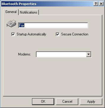 Select the physical modem to be used from the Modems: drop-down menu. Set the common configuration properties of the service, and then click OK. 7.5.
