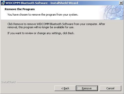 4) Click on the Remove button from Remove the Program screen.