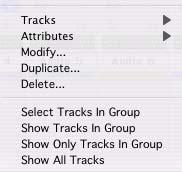 group Select Tracks in Group Selects tracks in the group Show/Hide Tracks in Group Shows or hides track in the current group Grouped Control Offsets In Pro Tools 7.