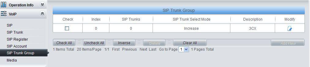7) Click on SIP Trunk Group on the toolbar, add the SIP Trunk 0 into SIP Trunk Group 0 8) Click on PCM Trunk Group on the toolbar, According to the requirement, add related PCM Trunk(s) into