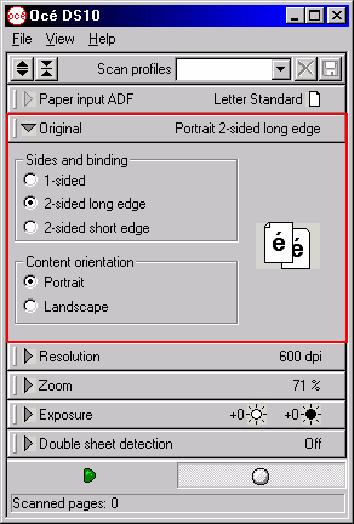 How to customize the parameters of a section 1 Open the Original section by clicking the arrow icon in the title bar of the section. Proceed to select the required parameters.