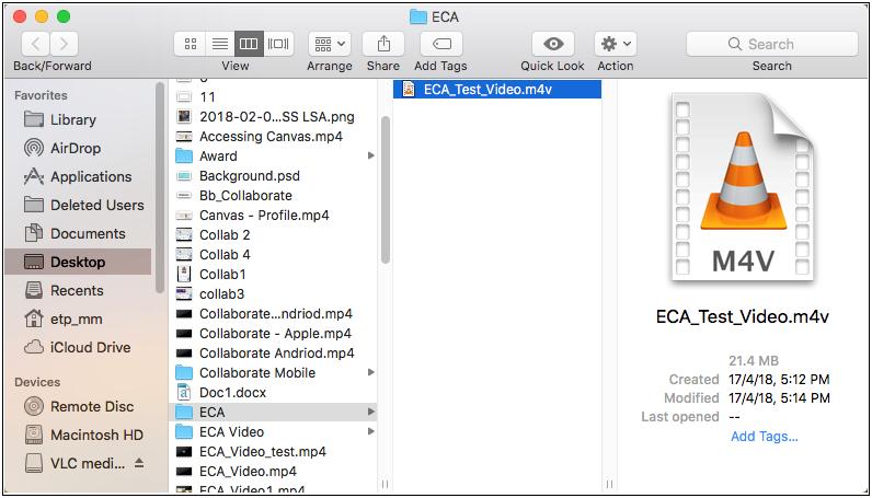 ECA Video Submission Student Guide 31 Once the compression is completed, the compressed video will be made available in your specified folder.