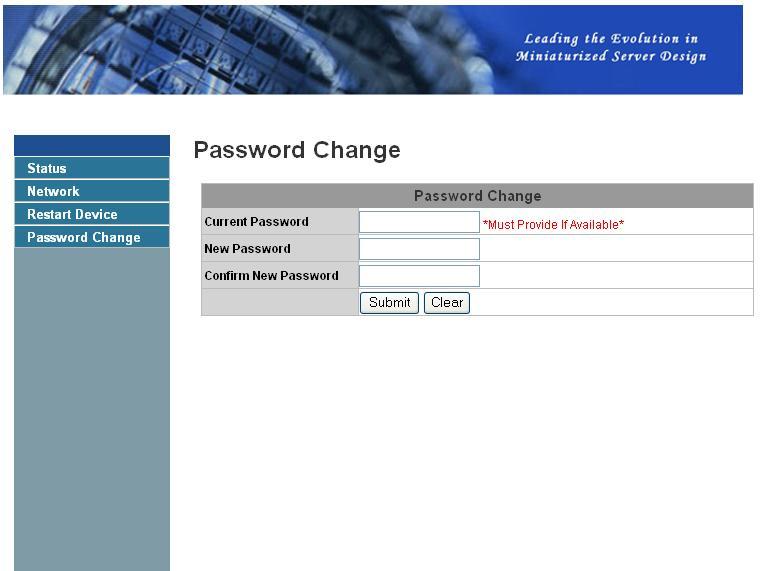 Change Password Clicking on this link takes you to the password update page.