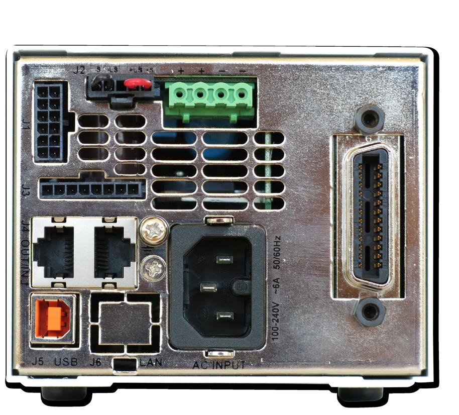 Rear Panel Description 1. Connector allows (Non-isolated) Analog Program and Monitor and other functions. 2. Remote/Local Output Voltage Sense Connections. 3. Signal Connector 4.