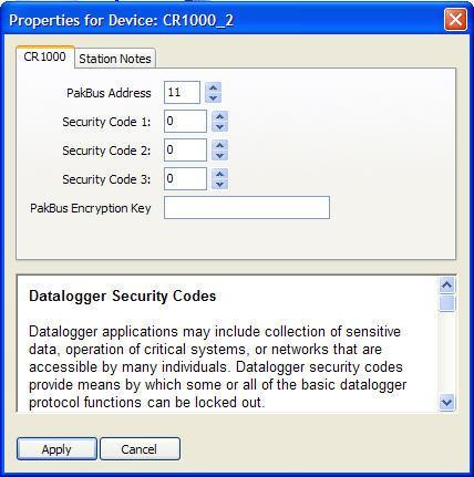 Network Security Tip it is a good idea to set a unique Security Code in all dataloggers in the