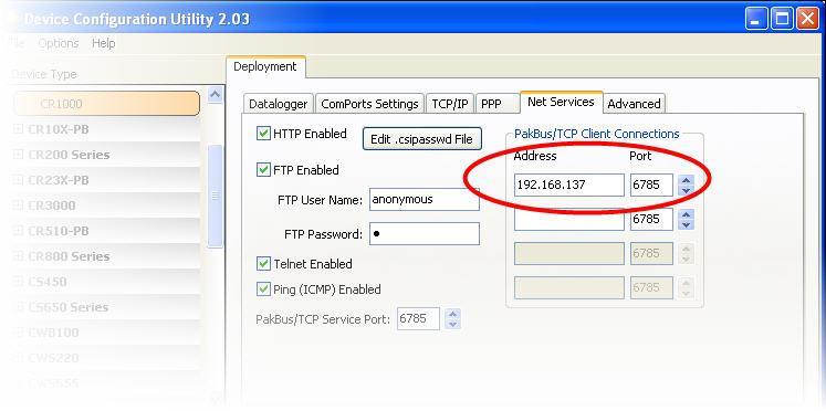 Initiate TCP Socket Device Configuration Utility Deployment Tab