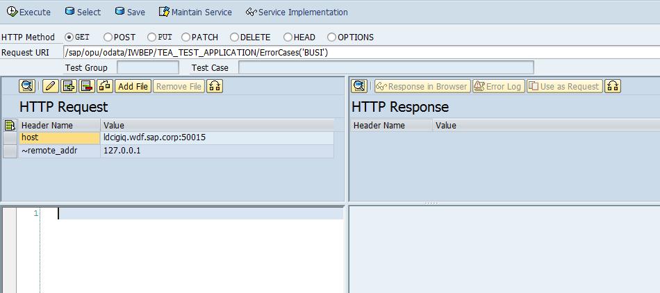 The HTTP method, request URI, and headers are filled in the Gateway Client. Execute the request by pressing Execute and the HTTP response is displayed in the HTTP Response pane.