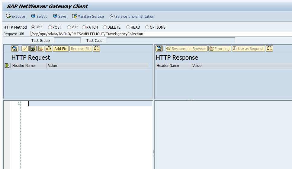the HTTP response, display the response in an additional browser window, or navigate to the Error Log to correct the error.