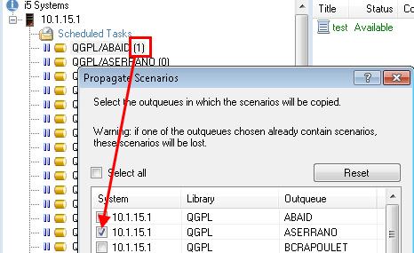 Figure 91: Propagating scenario Note: Clicking the Reset button, removes the current selection of outqueues and restores