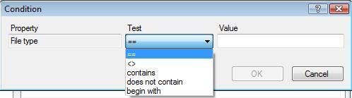 Condition based on Text Verification In this dialog box to test the Condition, you can configure the parameters to test the properties based on Text verification.