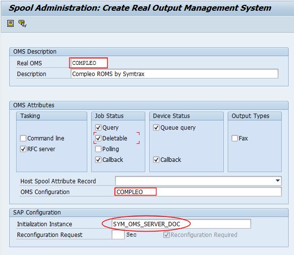 5. Enter the details in the OMS Description as shown. Enter the OMS Configuration. The OMS configuration should be exactly the same as Real OMS.