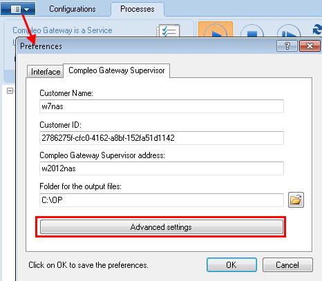 To view the Advanced Settings dialog box: Click and select the Preferences option.