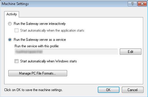 2.2.9 MACHINE SETTINGS The Machine Settings allow you to manage the activity settings. You can define here the interactive or service mode of Compleo Gateway.