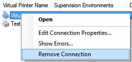 2.4.4.5 Removing Supervision - SAP Print Service Method One: Click the available SAP Print Service and you will get the list of all available SAP virtual Printers in the List View Pane.