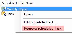 2.4.9.2 Editing Scheduled Query task Method One: Click on the Scheduled query task, you will get all the list of available tasks in the right hand side List View Pane.