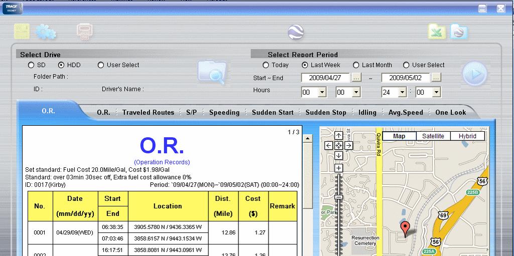 TTL 1000 Main Screen File Menu/PC Icon Select Report Dates and Time TTL 1000 Screen Setup Menu/Gears Icon Print Report/Print Icon Google Earth Link View Excel Files Select Drive View Google Files