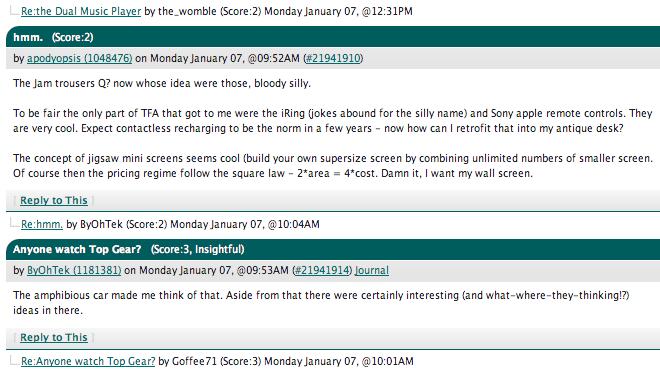 Example: Slashdot comments a way of recommending