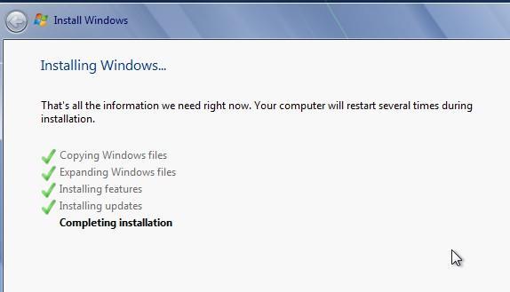 18. Then the Install Windows screen will show the Windows installation tasks as well