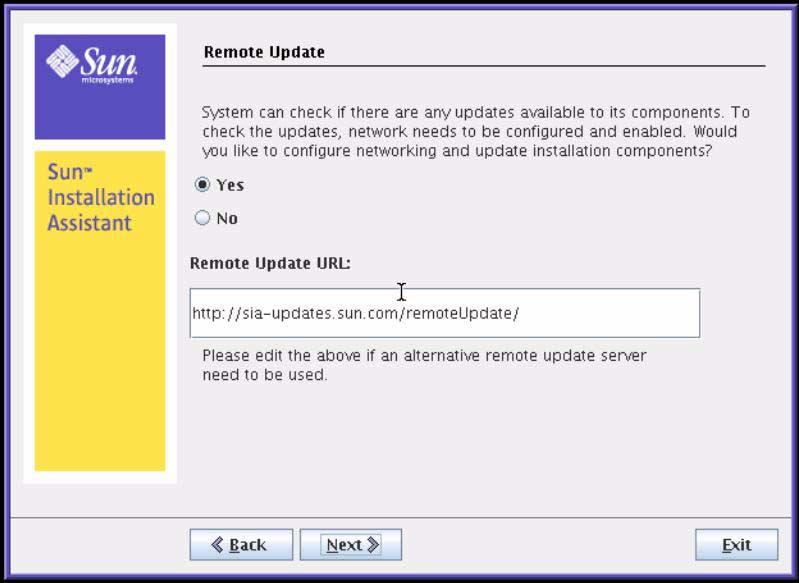 Remote Update is used to download updates to the SIA program.