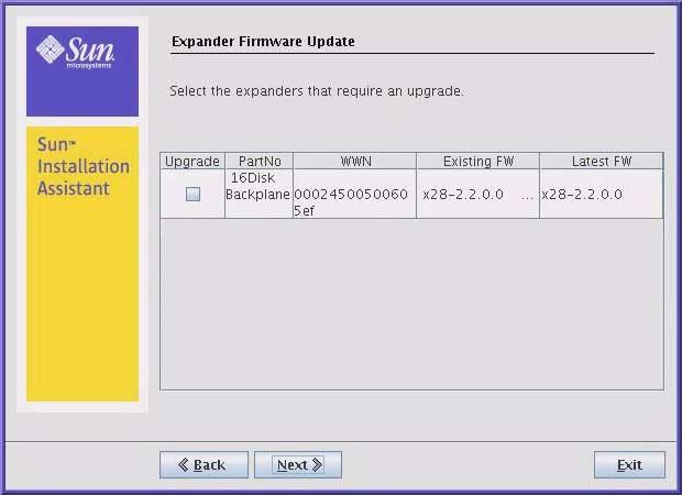 3. After selecting the expander(s) to upgrade, click Next.