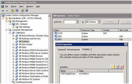 Figure 16. Setting the OS location on the target server b.