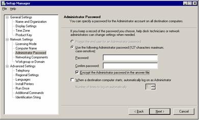 Figure 60. Setup Manager: Administrator Password 16. Keep the Password field and the Confirm password field blank.