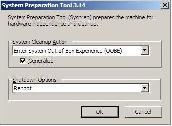 Figure 62. System Preparation Tool (Sysprep) 5. Click OK to run the System Preparation Tool and reboot the computer. Now the system is ready for capturing. 6. Start the system.