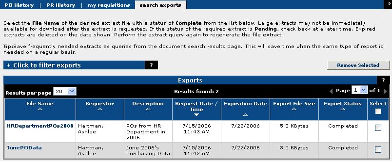 Transaction Export exports an expanded set of information on the documents. Full Export exports the same set of data as the monthly data extracts. 5. Click Submit Request.