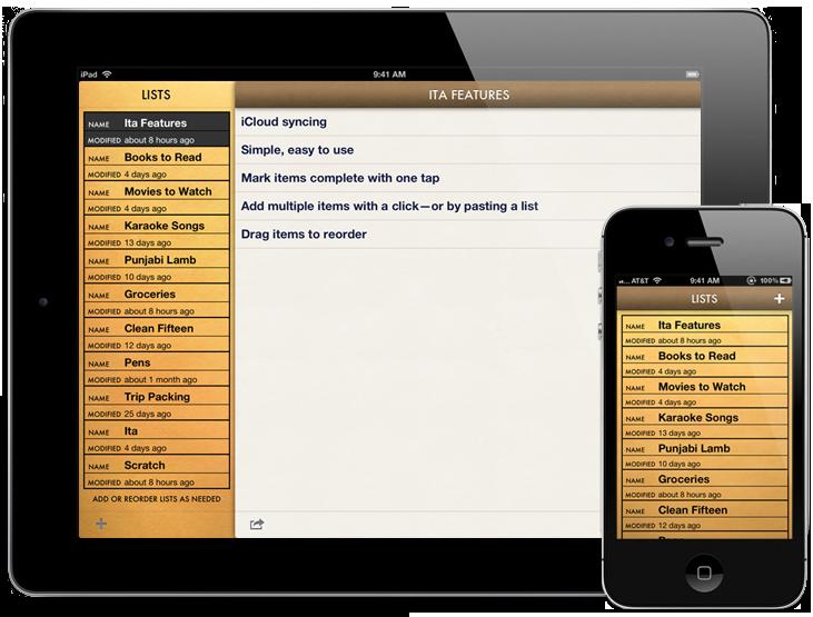 Ita A FINE LIST-MAKING APP Universal ios App icloud Documents and