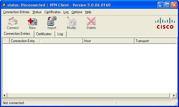 To launch VPN Client, select from Start > All Programs > Cisco Systems VPN Client > VPN